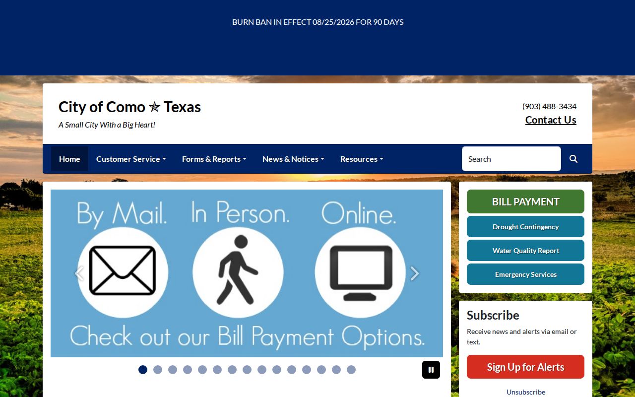 Como warrant record routing with the official town contact page